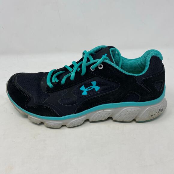 Under Armour UA Thrill Running Shoes Black Teal Womens Size 8.5 - Picture 2 of 6